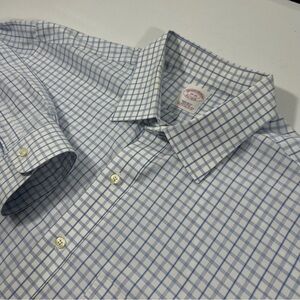 Brooks Brothers 18-35 Blue White Check Dress Shirt Supima